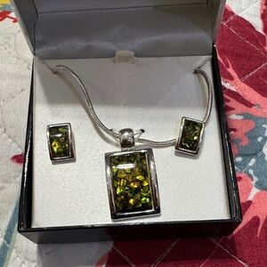 East 5th Silver Necklace with Green Accents